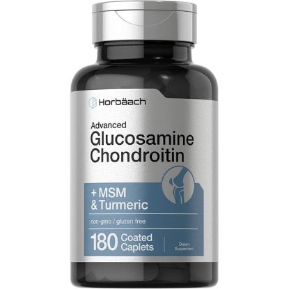 Horbaach Glucosamine Chondroitin | Plus MSM & Turmeric | 180 Coated Caplets resmi
